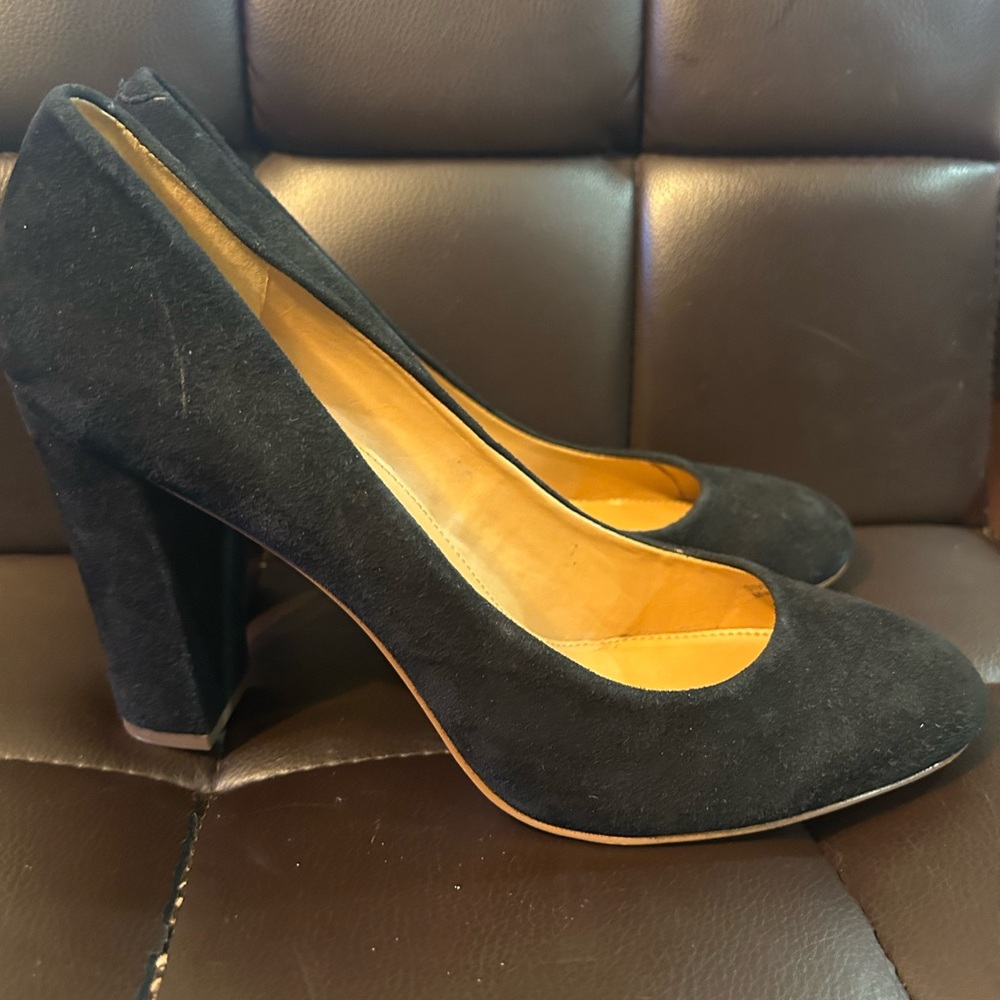 J Crew Black Suede 4” Heels Women’s Size 10 Like New